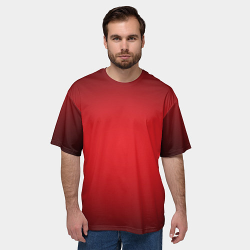 Мужская футболка оверсайз Красно-черная затемняющая виньетка / 3D-принт – фото 3