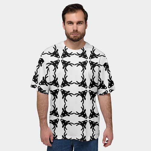 Мужская футболка оверсайз Черные рождественские олени / 3D-принт – фото 3