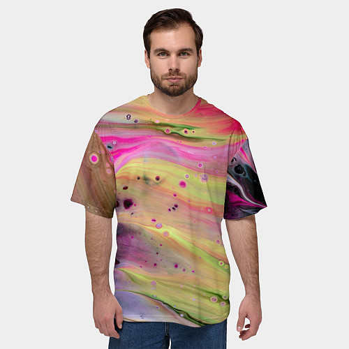 Мужская футболка оверсайз Растекающиеся краски / 3D-принт – фото 3