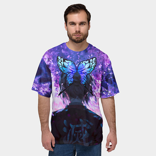 Мужская футболка оверсайз Шинобу Кочо - Великолепная бабочка / 3D-принт – фото 3