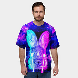 Футболка оверсайз мужская Неоновый кролик стреляет лазерами из глаз, цвет: 3D-принт — фото 2