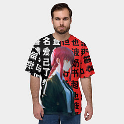 Футболка оверсайз мужская Макима в костюме, цвет: 3D-принт — фото 2