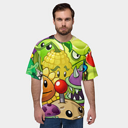 Футболка оверсайз мужская Растения против зомби, цвет: 3D-принт — фото 2