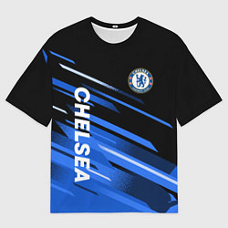 Футболка оверсайз мужская ФК Челси черно синий, цвет: 3D-принт