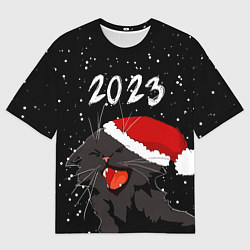 Футболка оверсайз мужская Новогодний кот символ года, цвет: 3D-принт