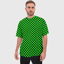 Футболка оверсайз мужская Зелёная шахматка - паттерн, цвет: 3D-принт — фото 2