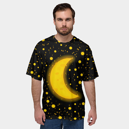 Мужская футболка оверсайз Полумесяц и звезды / 3D-принт – фото 3