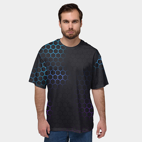 Мужская футболка оверсайз Броня из стали градиент / 3D-принт – фото 3