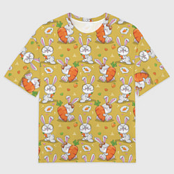 Футболка оверсайз мужская Милый кролик с морковкой, цвет: 3D-принт