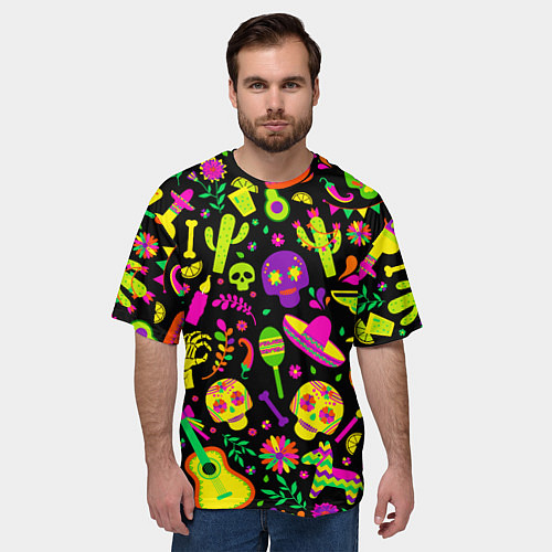 Мужская футболка оверсайз Mexican motifs / 3D-принт – фото 3