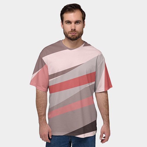 Мужская футболка оверсайз Розовый берег / 3D-принт – фото 3