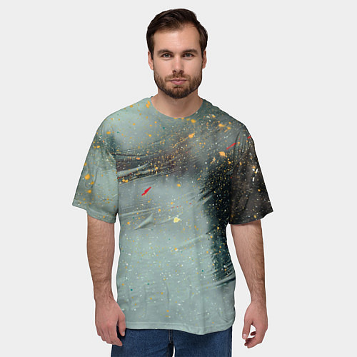 Мужская футболка оверсайз Абстрактная зима и краски / 3D-принт – фото 3