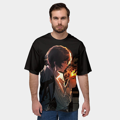 Мужская футболка оверсайз Дазай Осаму - Бродячие псы / 3D-принт – фото 3