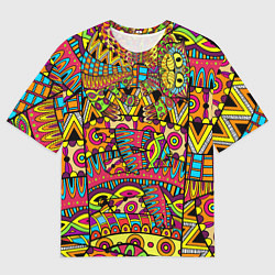 Футболка оверсайз мужская Этно кот, цвет: 3D-принт