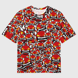 Футболка оверсайз мужская Геометри Даш демоны паттерн, цвет: 3D-принт