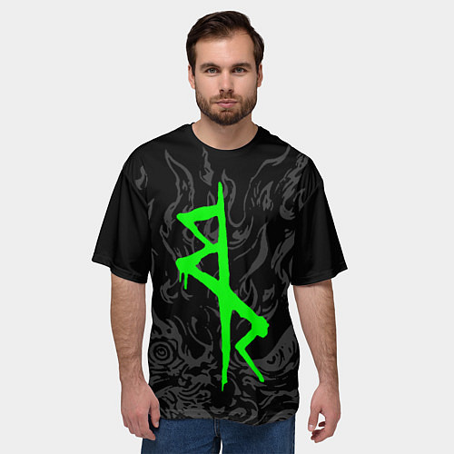 Мужская футболка оверсайз Логотип Cyberpunk: Edgerunners - Дэвид / 3D-принт – фото 3