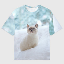 Футболка оверсайз мужская Милая кошечка встречает свой Новый Год, цвет: 3D-принт