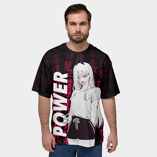 Мужская футболка оверсайз Человек бензопила Power / 3D-принт – фото 3