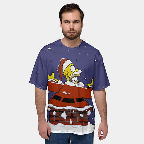 Мужская футболка оверсайз Гомер Симпсон застрял в трубе / 3D-принт – фото 3