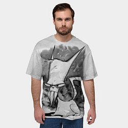 Футболка оверсайз мужская Кот зловред - червяк джим, цвет: 3D-принт — фото 2