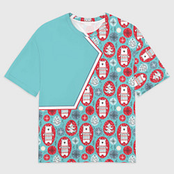 Футболка оверсайз мужская Новогодние мишки, цвет: 3D-принт