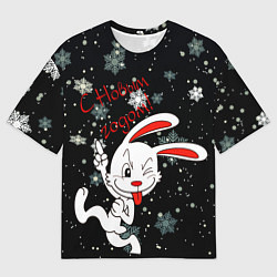 Футболка оверсайз мужская Подмигивающий кролик, цвет: 3D-принт