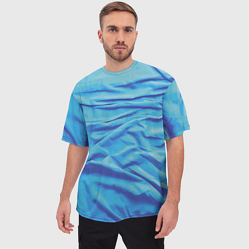 Мужская футболка оверсайз Мятая ткань - fashion - wave / 3D-принт – фото 3