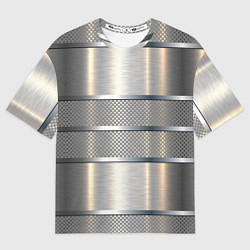 Футболка оверсайз мужская Металлические полосы - текстура алюминия, цвет: 3D-принт