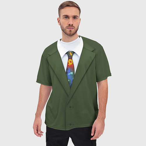 Мужская футболка оверсайз Костюм с галстуком из игры Disco Elysium / 3D-принт – фото 3