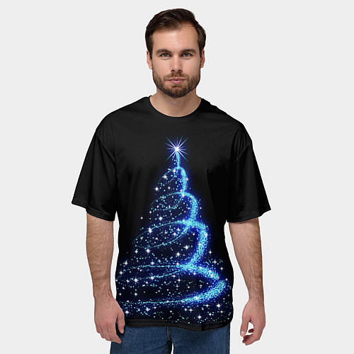 Мужская футболка оверсайз Неоновая Ёлка / 3D-принт – фото 3