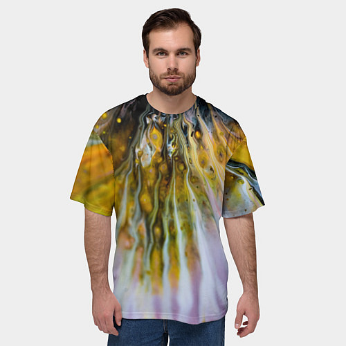 Мужская футболка оверсайз Красочные абстрактные волны и линии / 3D-принт – фото 3