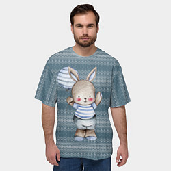 Футболка оверсайз мужская Зайчонок с шариком, цвет: 3D-принт — фото 2