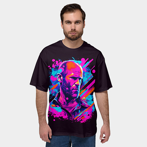 Мужская футболка оверсайз Jason Statham - pop art / 3D-принт – фото 3
