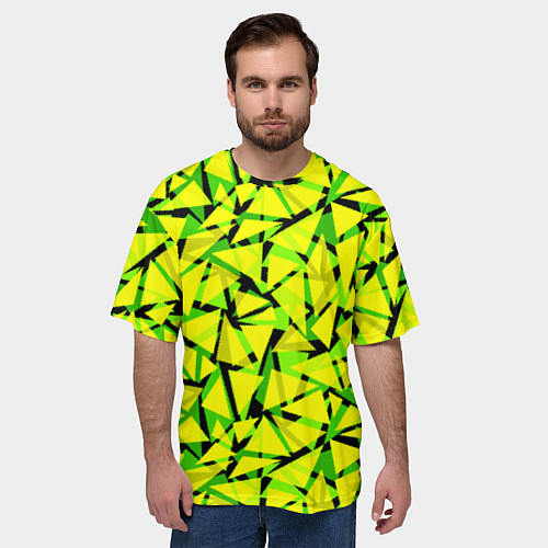 Мужская футболка оверсайз Желтый геометрический узор / 3D-принт – фото 3