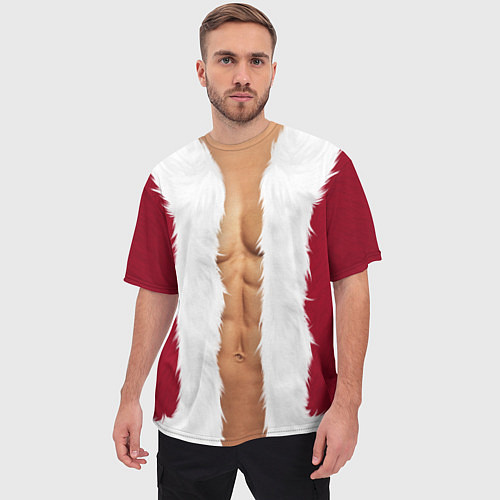 Мужская футболка оверсайз Новогодний костюм Санты / 3D-принт – фото 3