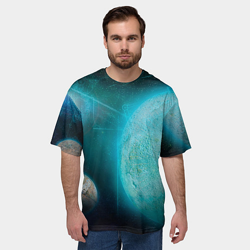 Мужская футболка оверсайз Космос и планеты / 3D-принт – фото 3