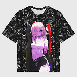 Мужская футболка оверсайз Да это же Пауэр - Человек бензопила