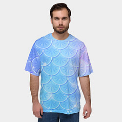 Футболка оверсайз мужская Голубая чешуя русалки - паттерн, цвет: 3D-принт — фото 2