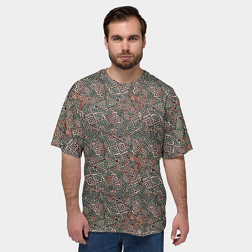 Мужская футболка оверсайз Этнический узор геометрия / 3D-принт – фото 3