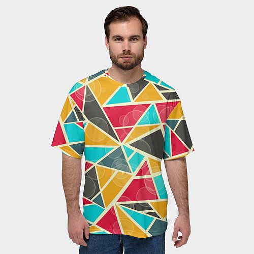 Мужская футболка оверсайз Хаос из геометрических фигур / 3D-принт – фото 3