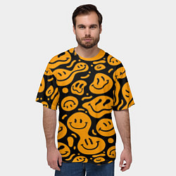Футболка оверсайз мужская Растекающийся оранжевый смайл, цвет: 3D-принт — фото 2