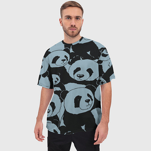 Мужская футболка оверсайз Panda summer song / 3D-принт – фото 3