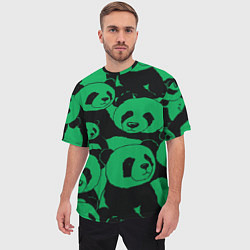 Футболка оверсайз мужская Panda green pattern, цвет: 3D-принт — фото 2