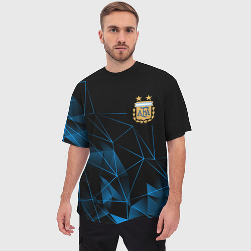 Мужская футболка оверсайз Сборная Аргентины линии / 3D-принт – фото 3