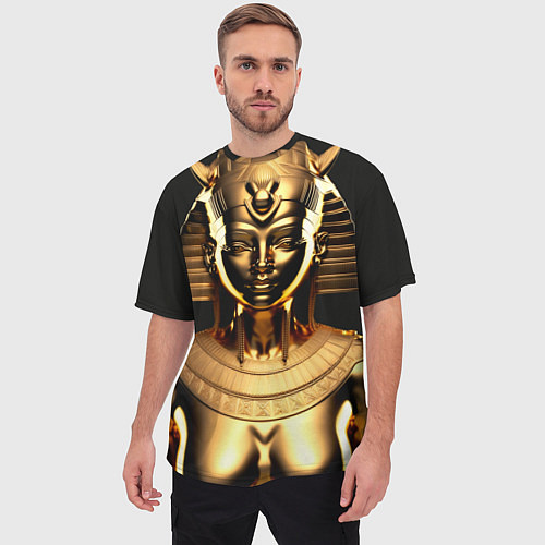 Мужская футболка оверсайз Египетская царица - Золотой бюст / 3D-принт – фото 3