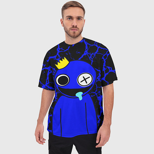 Мужская футболка оверсайз Радужные друзья - персонаж Синий / 3D-принт – фото 3