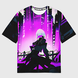 Футболка оверсайз мужская Люси нетраннер - фиолетовый, цвет: 3D-принт