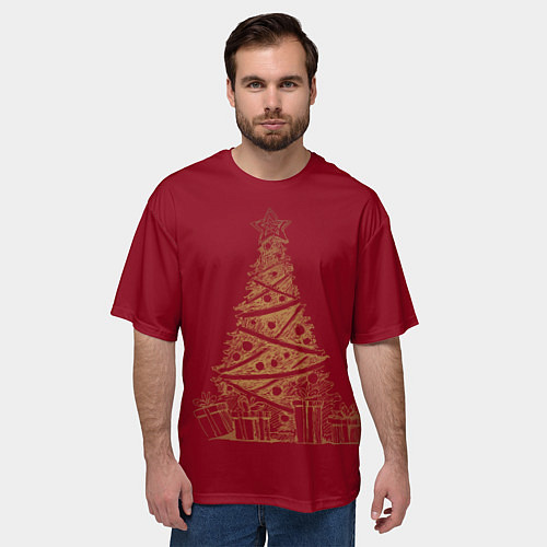 Мужская футболка оверсайз Новогодняя ёлка / 3D-принт – фото 3