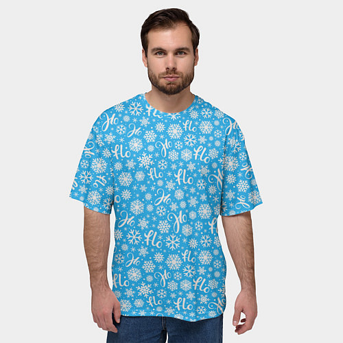 Мужская футболка оверсайз Снежинки ho-ho / 3D-принт – фото 3