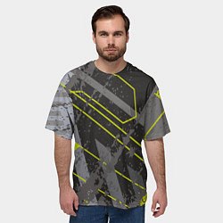 Футболка оверсайз мужская Серо-зеленая абстракция, цвет: 3D-принт — фото 2